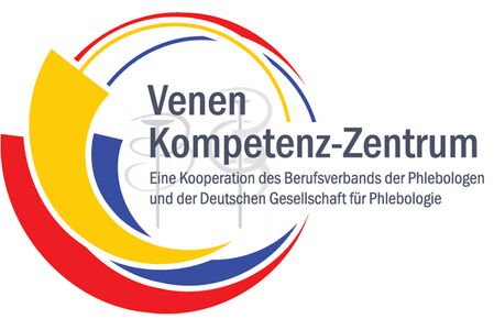 Logo des Venenkompetenz-Zentrums – eine Auszeichnung in Kooperation mit dem Berufsverband der Phlebologen und der Deutschen Gesellschaft für Phlebologie.